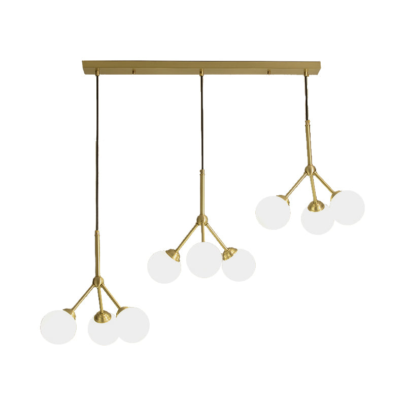 Orb Shade Restaurant Pendant Lamp Milk Glass Metal Modern Hanging Light in Gold Clearhalo 'Ceiling Lights' 'Chandeliers' 'Modern Chandeliers' 'Modern' Lighting' 190111