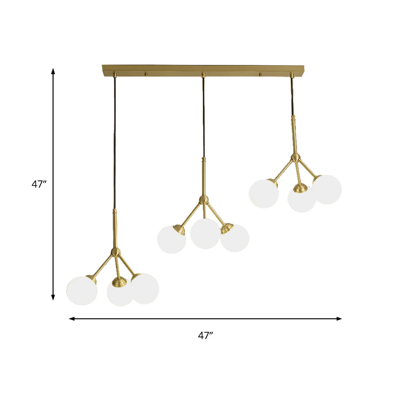 Orb Shade Restaurant Pendant Lamp Milk Glass Metal Modern Hanging Light in Gold Clearhalo 'Ceiling Lights' 'Chandeliers' 'Modern Chandeliers' 'Modern' Lighting' 190112