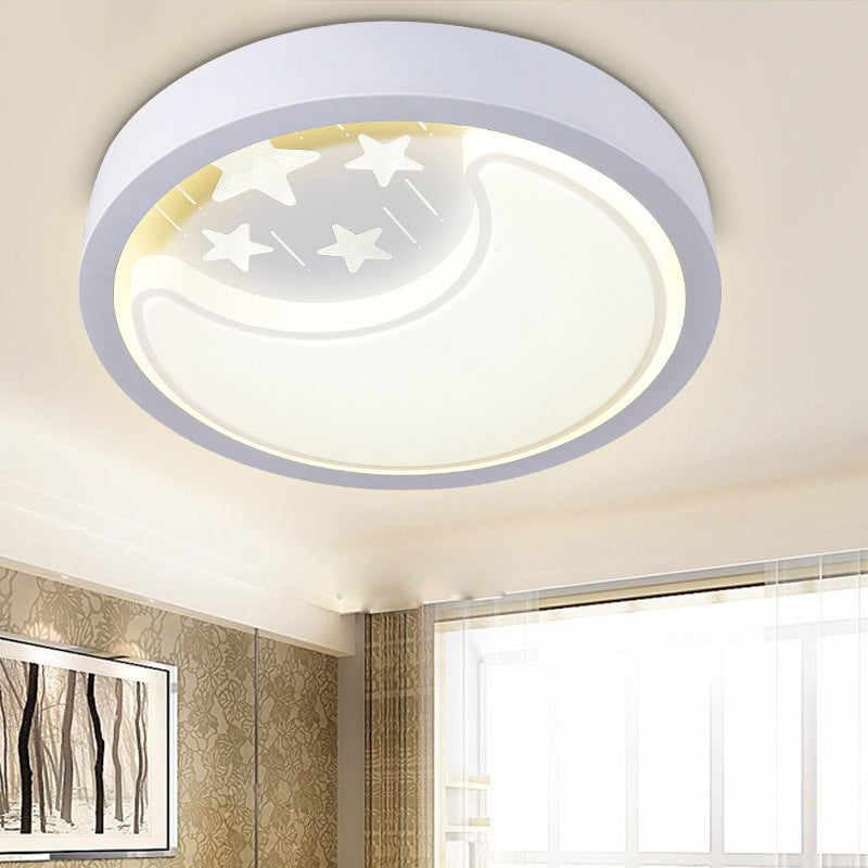 Romantic Starry LED Flush Mount Light with Moon Acrylic White Ceiling Light for Baby Room White Clearhalo 'Ceiling Lights' 'Close To Ceiling Lights' 'Close to ceiling' 'Flush mount' Lighting' 190146