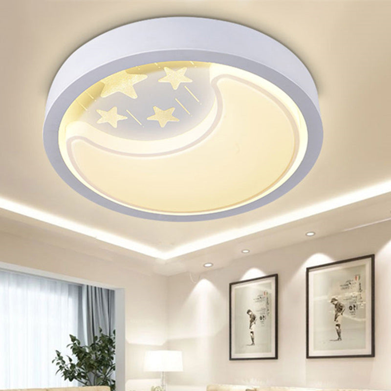 Romantic Starry LED Flush Mount Light with Moon Acrylic White Ceiling Light for Baby Room Clearhalo 'Ceiling Lights' 'Close To Ceiling Lights' 'Close to ceiling' 'Flush mount' Lighting' 190147