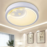 Romantic Starry LED Flush Mount Light with Moon Acrylic White Ceiling Light for Baby Room Clearhalo 'Ceiling Lights' 'Close To Ceiling Lights' 'Close to ceiling' 'Flush mount' Lighting' 190147