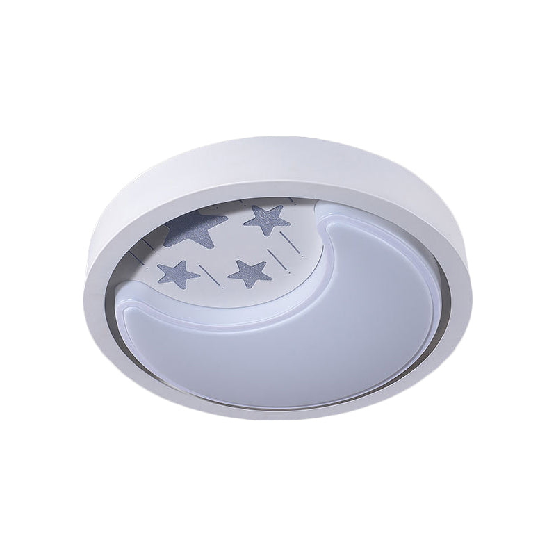 Romantic Starry LED Flush Mount Light with Moon Acrylic White Ceiling Light for Baby Room Clearhalo 'Ceiling Lights' 'Close To Ceiling Lights' 'Close to ceiling' 'Flush mount' Lighting' 190148