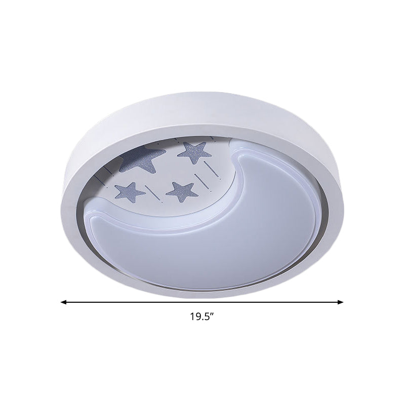 Romantic Starry LED Flush Mount Light with Moon Acrylic White Ceiling Light for Baby Room Clearhalo 'Ceiling Lights' 'Close To Ceiling Lights' 'Close to ceiling' 'Flush mount' Lighting' 190149