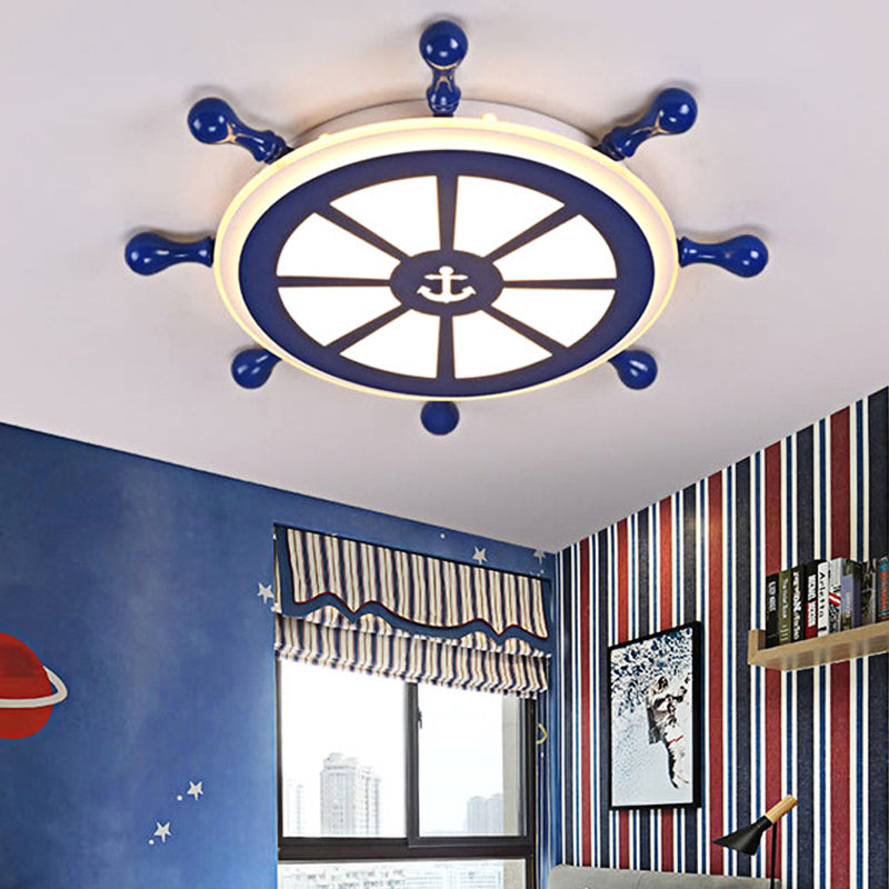 Rudder LED Flush Mount Light Nautical Style Acrylic Ceiling Lamp in Blue for Dining Room Clearhalo 'Ceiling Lights' 'Close To Ceiling Lights' 'Close to ceiling' 'Flush mount' Lighting' 190151