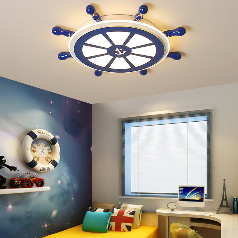 Rudder LED Flush Mount Light Nautical Style Acrylic Ceiling Lamp in Blue for Dining Room Clearhalo 'Ceiling Lights' 'Close To Ceiling Lights' 'Close to ceiling' 'Flush mount' Lighting' 190152