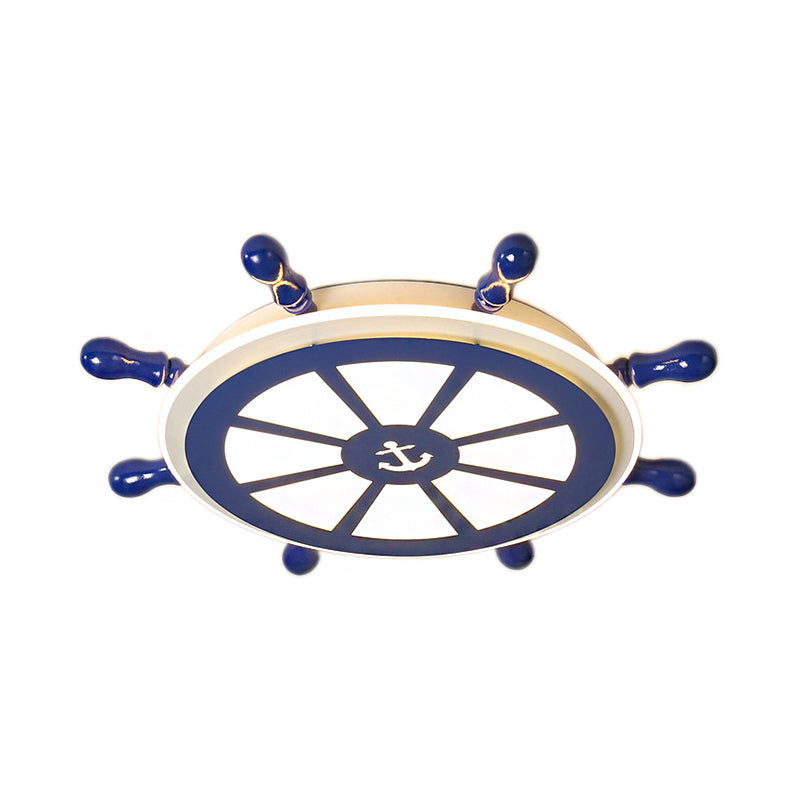 Rudder LED Flush Mount Light Nautical Style Acrylic Ceiling Lamp in Blue for Dining Room Clearhalo 'Ceiling Lights' 'Close To Ceiling Lights' 'Close to ceiling' 'Flush mount' Lighting' 190154