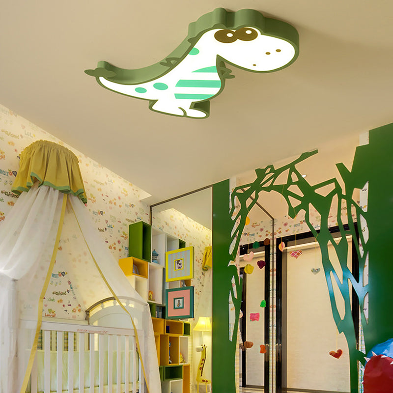 Boys Bedroom Cute Dragon Ceiling Fixture Acrylic Cartoon Macaron LED Ceiling Mount Light Green Clearhalo 'Ceiling Lights' 'Close To Ceiling Lights' 'Close to ceiling' 'Flush mount' Lighting' 190216