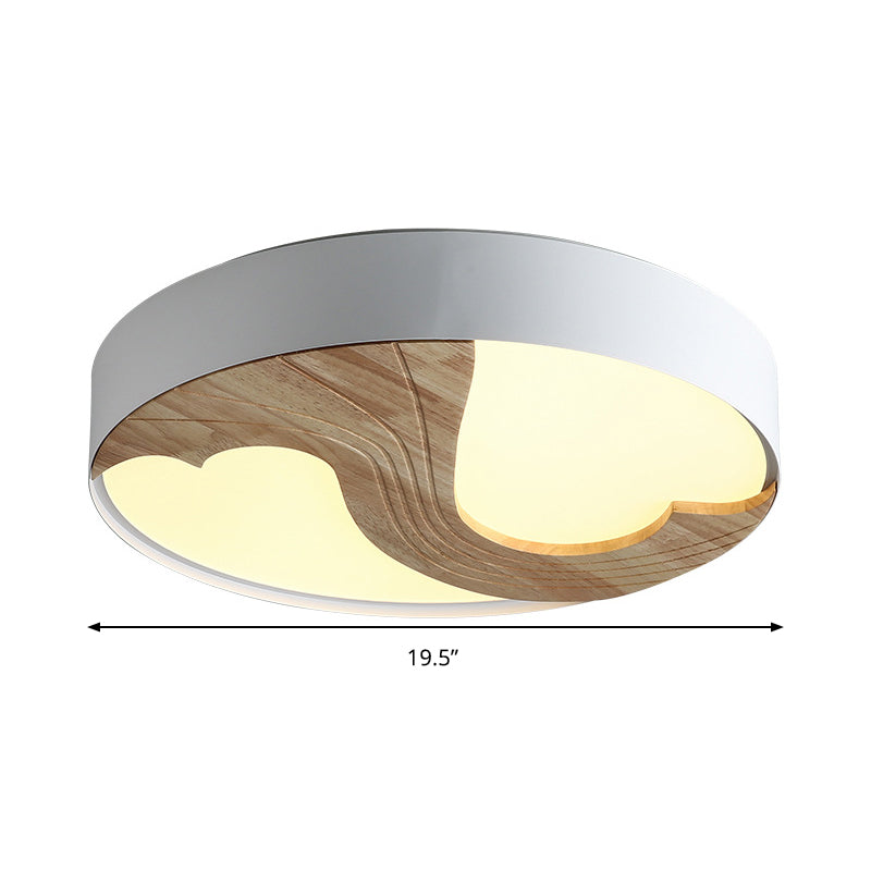 Double Loving Heart Flushmount Light Romantic Wood LED Ceiling Lamp in White for Kid Bedroom Clearhalo 'Ceiling Lights' 'Close To Ceiling Lights' 'Close to ceiling' 'Flush mount' Lighting' 190231