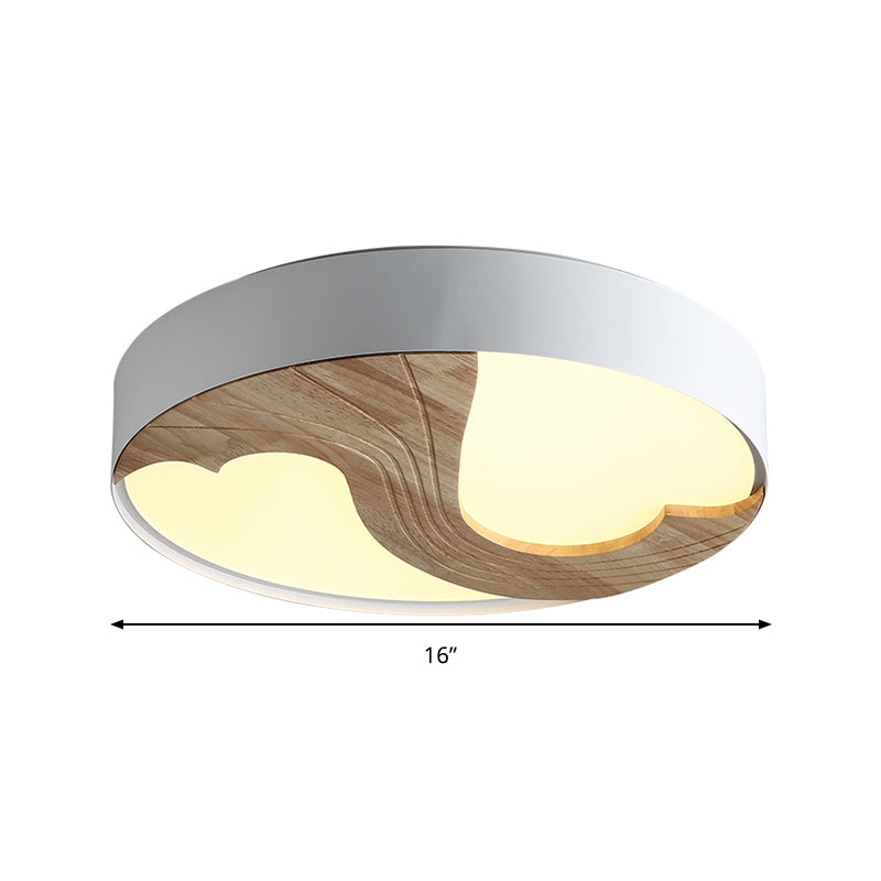 Double Loving Heart Flushmount Light Romantic Wood LED Ceiling Lamp in White for Kid Bedroom Clearhalo 'Ceiling Lights' 'Close To Ceiling Lights' 'Close to ceiling' 'Flush mount' Lighting' 190232