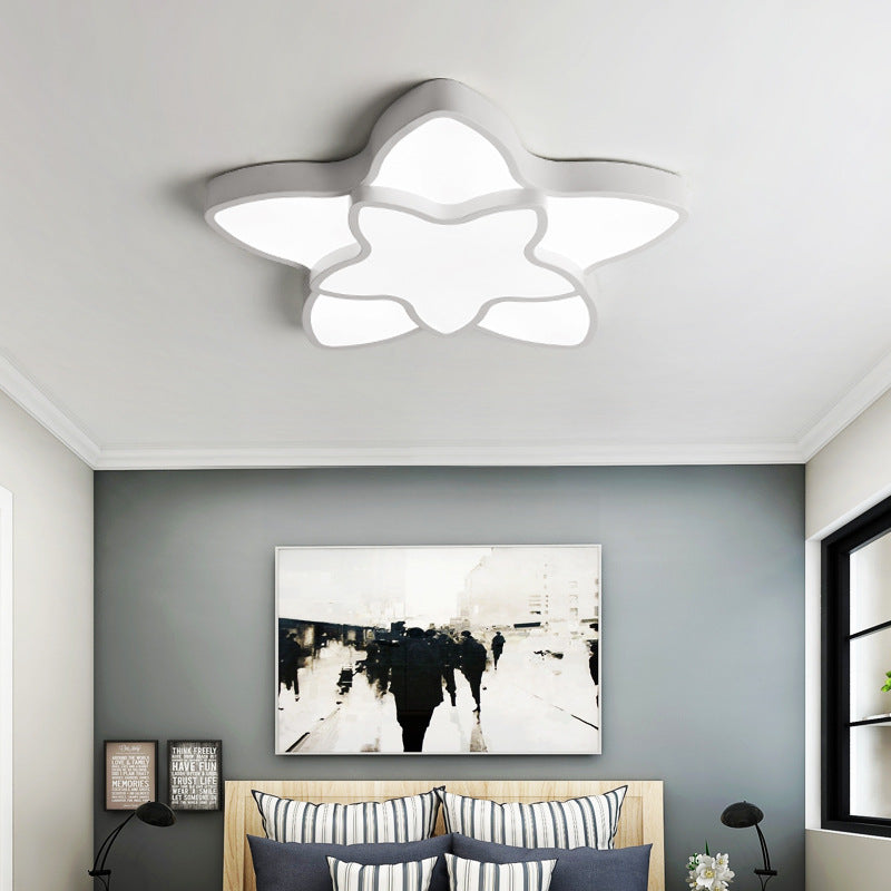 Cartoon Undertint LED Flush Mount Light 2-Star Acrylic Ceiling Lamp for Corridor Kid Bedroom White Clearhalo 'Ceiling Lights' 'Close To Ceiling Lights' 'Close to ceiling' 'Flush mount' Lighting' 190234