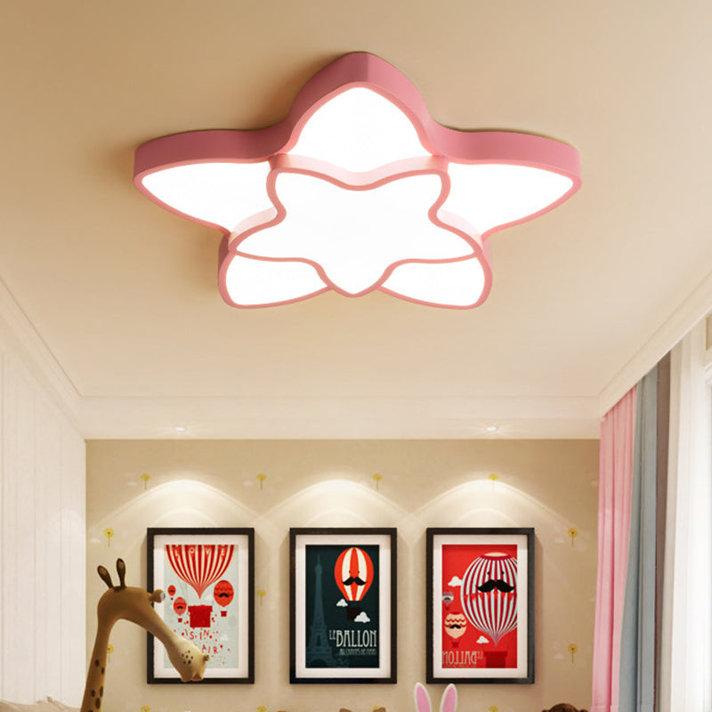 Cartoon Undertint LED Flush Mount Light 2-Star Acrylic Ceiling Lamp for Corridor Kid Bedroom Pink Clearhalo 'Ceiling Lights' 'Close To Ceiling Lights' 'Close to ceiling' 'Flush mount' Lighting' 190238