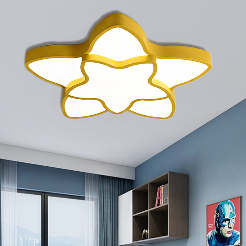 Cartoon Undertint LED Flush Mount Light 2-Star Acrylic Ceiling Lamp for Corridor Kid Bedroom Yellow Clearhalo 'Ceiling Lights' 'Close To Ceiling Lights' 'Close to ceiling' 'Flush mount' Lighting' 190241