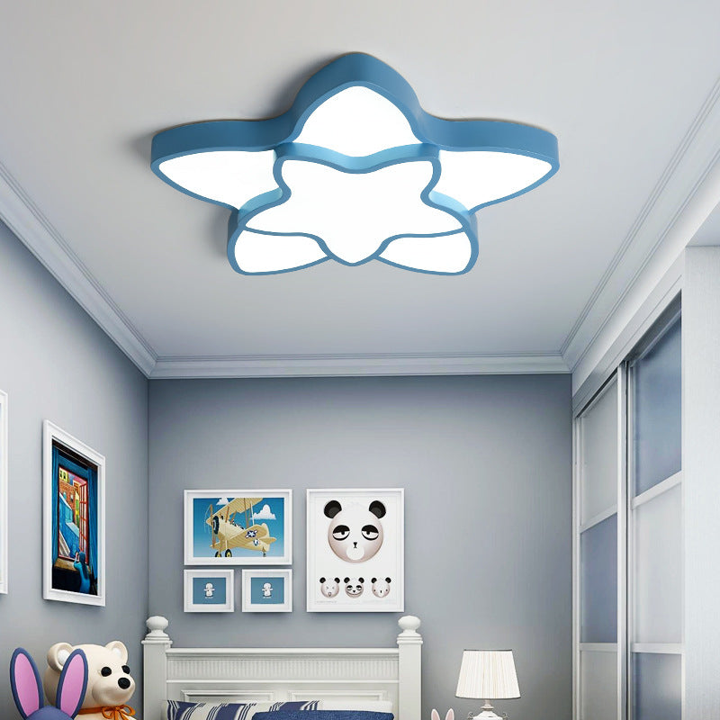 Cartoon Undertint LED Flush Mount Light 2-Star Acrylic Ceiling Lamp for Corridor Kid Bedroom Blue Clearhalo 'Ceiling Lights' 'Close To Ceiling Lights' 'Close to ceiling' 'Flush mount' Lighting' 190244