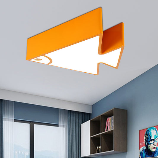 Cartoon Triangle Fish Ceiling Lamp Acrylic LED Flush Mount Light for Child Bedroom Living Room Yellow Clearhalo 'Ceiling Lights' 'Close To Ceiling Lights' 'Close to ceiling' 'Flush mount' Lighting' 190262