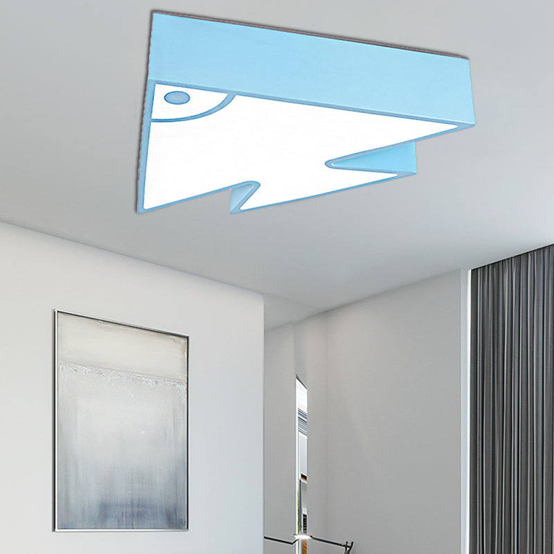 Cartoon Triangle Fish Ceiling Lamp Acrylic LED Flush Mount Light for Child Bedroom Living Room Light Blue Clearhalo 'Ceiling Lights' 'Close To Ceiling Lights' 'Close to ceiling' 'Flush mount' Lighting' 190266