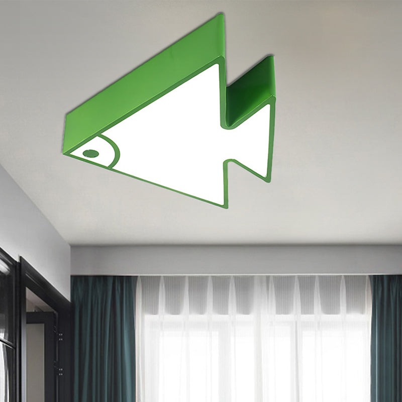 Cartoon Triangle Fish Ceiling Lamp Acrylic LED Flush Mount Light for Child Bedroom Living Room Green Clearhalo 'Ceiling Lights' 'Close To Ceiling Lights' 'Close to ceiling' 'Flush mount' Lighting' 190269