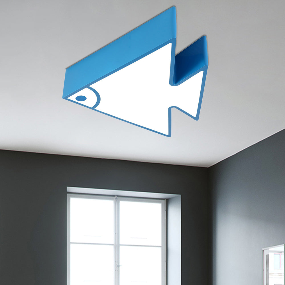 Cartoon Triangle Fish Ceiling Lamp Acrylic LED Flush Mount Light for Child Bedroom Living Room Dark Blue Clearhalo 'Ceiling Lights' 'Close To Ceiling Lights' 'Close to ceiling' 'Flush mount' Lighting' 190272