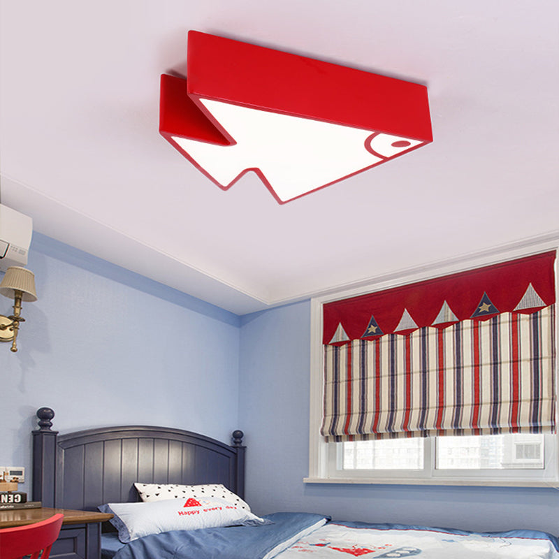 Cartoon Triangle Fish Ceiling Lamp Acrylic LED Flush Mount Light for Child Bedroom Living Room Red Clearhalo 'Ceiling Lights' 'Close To Ceiling Lights' 'Close to ceiling' 'Flush mount' Lighting' 190275