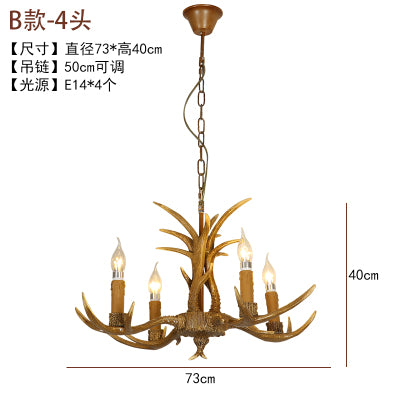 4/6/8 Heads Resin Chandelier Rustic Brown Candle Dining Room Pendant Light with Deer Antler Clearhalo 'Ceiling Lights' 'Chandeliers' Lighting' options 1903008