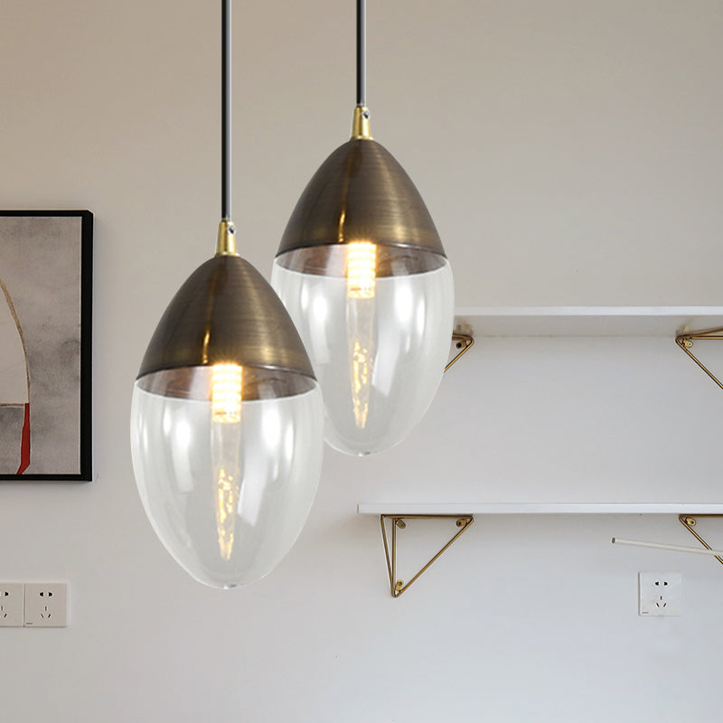 Post Modern Ellipsoid Suspension Pendant Clear/Amber Glass Led Dinging Room Ceiling Hung Light Clear Clearhalo 'Ceiling Lights' 'Glass shade' 'Glass' 'Modern Pendants' 'Modern' 'Pendant Lights' 'Pendants' Lighting' 1903091