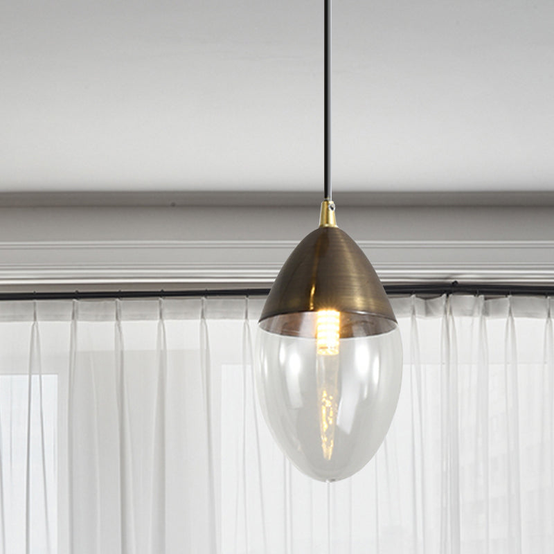 Post Modern Ellipsoid Suspension Pendant Clear/Amber Glass Led Dinging Room Ceiling Hung Light Clearhalo 'Ceiling Lights' 'Glass shade' 'Glass' 'Modern Pendants' 'Modern' 'Pendant Lights' 'Pendants' Lighting' 1903092