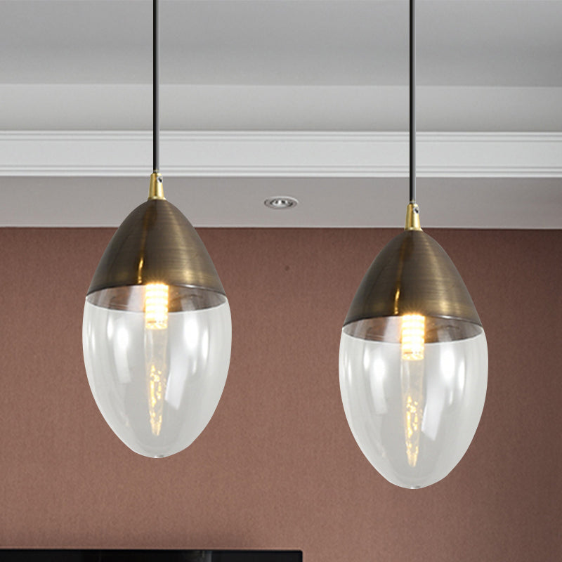 Post Modern Ellipsoid Suspension Pendant Clear/Amber Glass Led Dinging Room Ceiling Hung Light Clearhalo 'Ceiling Lights' 'Glass shade' 'Glass' 'Modern Pendants' 'Modern' 'Pendant Lights' 'Pendants' Lighting' 1903093