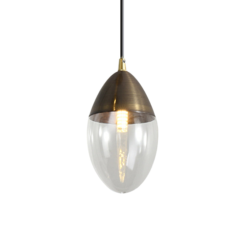 Post Modern Ellipsoid Suspension Pendant Clear/Amber Glass Led Dinging Room Ceiling Hung Light Clearhalo 'Ceiling Lights' 'Glass shade' 'Glass' 'Modern Pendants' 'Modern' 'Pendant Lights' 'Pendants' Lighting' 1903094