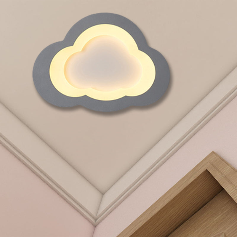 Lovely Cloud Ceiling Flush Light Modern Acrylic LED Flush Mount Light for Play Room Grey 10" Clearhalo 'Ceiling Lights' 'Close To Ceiling Lights' 'Close to ceiling' 'Semi-flushmount' Lighting' 1903168