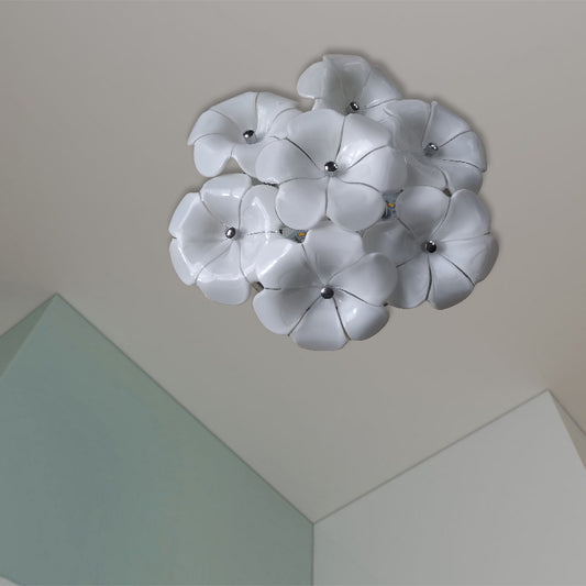 Adult Bedroom Blossom Ceiling Lamp Metal One Head Beautiful White Flush Mount Light White Clearhalo 'Ceiling Lights' 'Close To Ceiling Lights' 'Close to ceiling' 'Flush mount' Lighting' 1903186