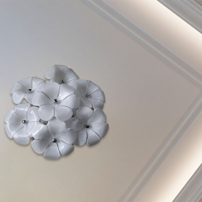 Adult Bedroom Blossom Ceiling Lamp Metal One Head Beautiful White Flush Mount Light Clearhalo 'Ceiling Lights' 'Close To Ceiling Lights' 'Close to ceiling' 'Flush mount' Lighting' 1903187