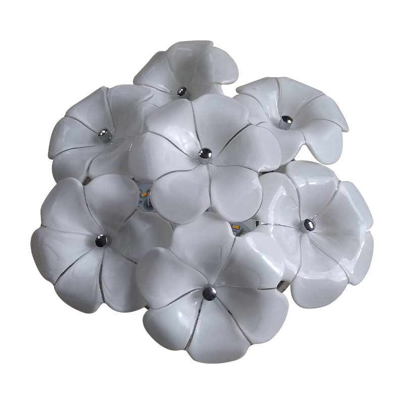 Adult Bedroom Blossom Ceiling Lamp Metal One Head Beautiful White Flush Mount Light Clearhalo 'Ceiling Lights' 'Close To Ceiling Lights' 'Close to ceiling' 'Flush mount' Lighting' 1903188