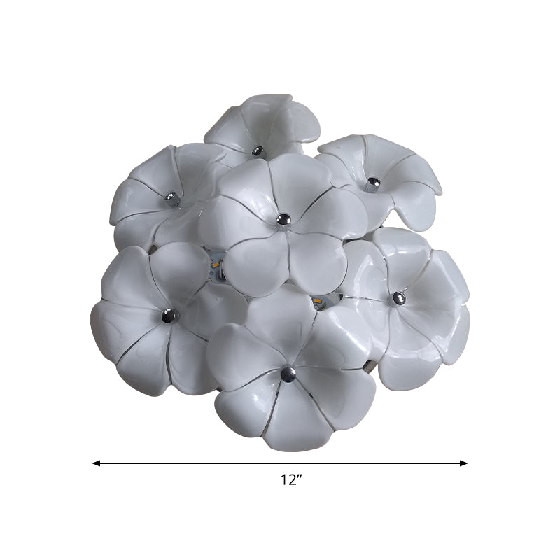 Adult Bedroom Blossom Ceiling Lamp Metal One Head Beautiful White Flush Mount Light Clearhalo 'Ceiling Lights' 'Close To Ceiling Lights' 'Close to ceiling' 'Flush mount' Lighting' 1903190