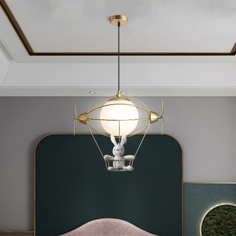 Hot Air Balloon Wall Lighting Pendant Light Metal 1 Head Gold Hanging Ceiling Light Clearhalo 'Ceiling Lights' 'Glass shade' 'Glass' 'Pendant Lights' 'Pendants' Lighting' 1903219