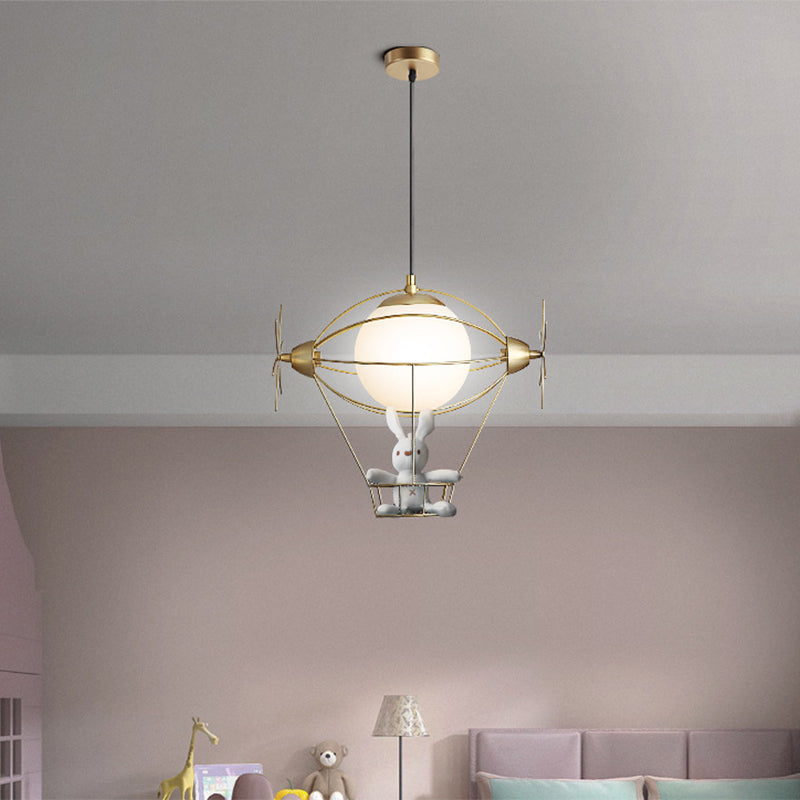 Hot Air Balloon Wall Lighting Pendant Light Metal 1 Head Gold Hanging Ceiling Light Clearhalo 'Ceiling Lights' 'Glass shade' 'Glass' 'Pendant Lights' 'Pendants' Lighting' 1903221