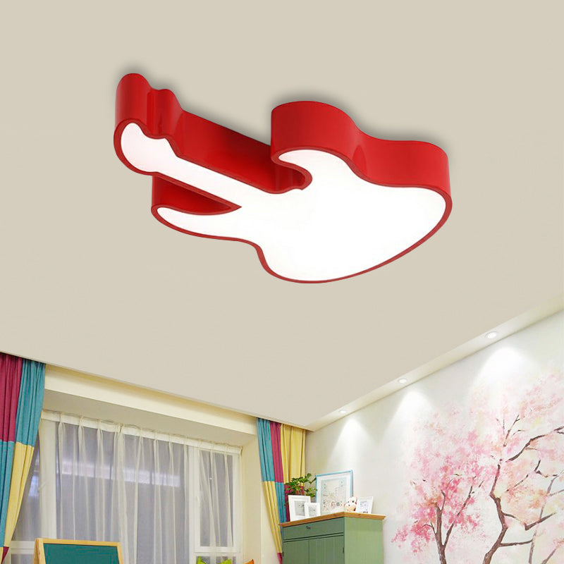 Guitar Baby Bedroom Ceiling Mount Light Acrylic Kids LED Ceiling Fixture Red Clearhalo 'Ceiling Lights' 'Close To Ceiling Lights' 'Close to ceiling' 'Flush mount' Lighting' 190328