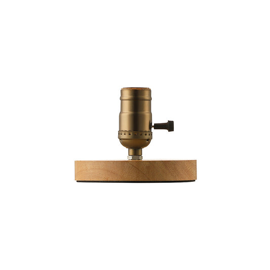 Wooden Circular Base Table Light with Exposed Bulb Farmhouse 1 Light Bedside Standing Lamp in Brass Clearhalo 'Lamps' 'Table Lamps' Lighting' 1903282