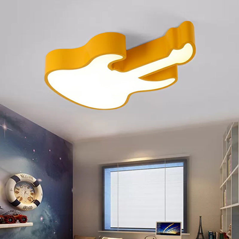 Guitar Baby Bedroom Ceiling Mount Light Acrylic Kids LED Ceiling Fixture Yellow 23.5" Clearhalo 'Ceiling Lights' 'Close To Ceiling Lights' 'Close to ceiling' 'Flush mount' Lighting' 190330