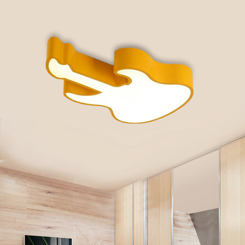 Guitar Baby Bedroom Ceiling Mount Light Acrylic Kids LED Ceiling Fixture Yellow 18" Clearhalo 'Ceiling Lights' 'Close To Ceiling Lights' 'Close to ceiling' 'Flush mount' Lighting' 190331