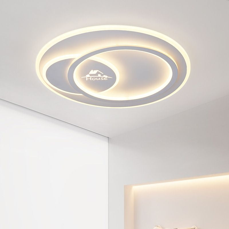 Acrylic Circular Ceiling Flush Mount Modern LED White Flushmount Lighting in Warm/White Light with House Pattern White Clearhalo 'Ceiling Lights' 'Close To Ceiling Lights' 'Close to ceiling' 'Flush mount' Lighting' 1903320