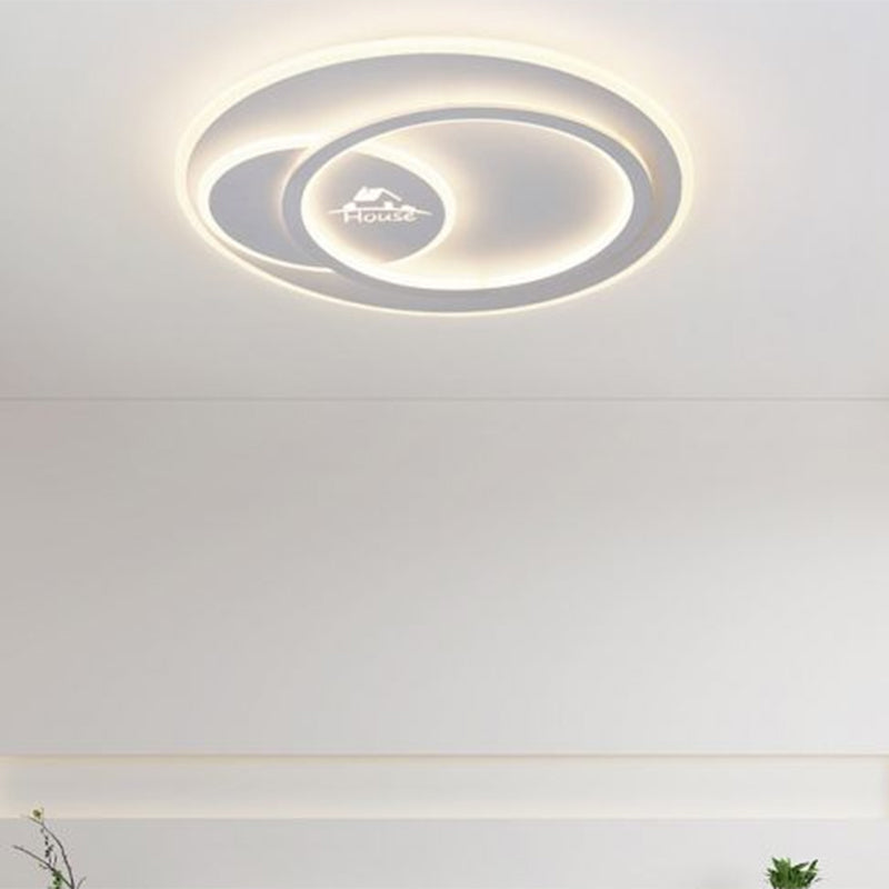 Acrylic Circular Ceiling Flush Mount Modern LED White Flushmount Lighting in Warm/White Light with House Pattern Clearhalo 'Ceiling Lights' 'Close To Ceiling Lights' 'Close to ceiling' 'Flush mount' Lighting' 1903321