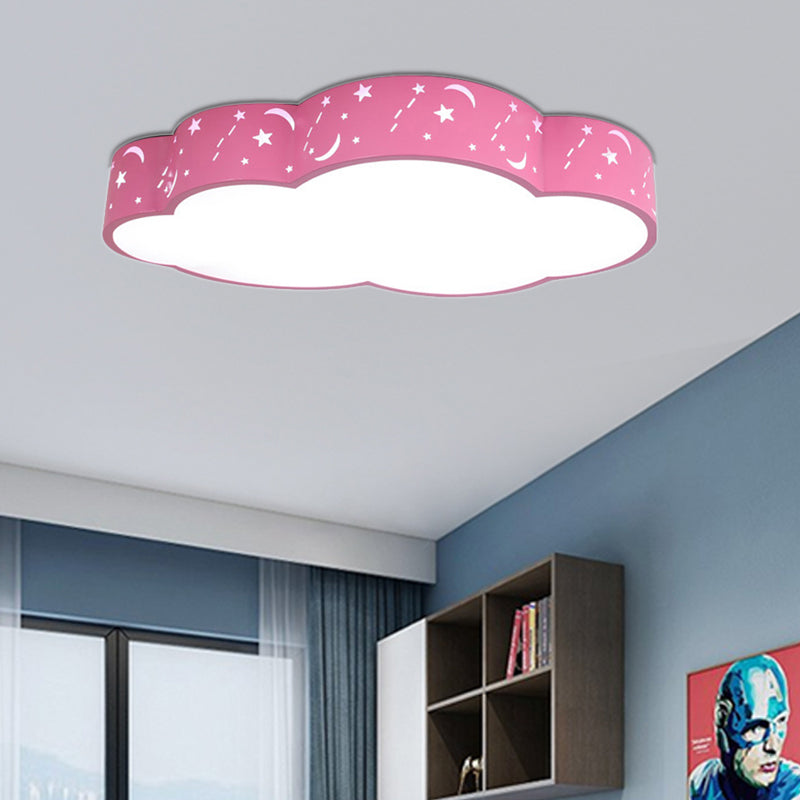 Hollow Cloud Kid Bedroom Ceiling Lamp Metal Acrylic Cartoon LED Ceiling Mount Light Pink Clearhalo 'Ceiling Lights' 'Close To Ceiling Lights' 'Close to ceiling' 'Flush mount' Lighting' 190337