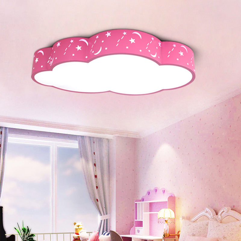 Hollow Cloud Kid Bedroom Ceiling Lamp Metal Acrylic Cartoon LED Ceiling Mount Light Clearhalo 'Ceiling Lights' 'Close To Ceiling Lights' 'Close to ceiling' 'Flush mount' Lighting' 190338