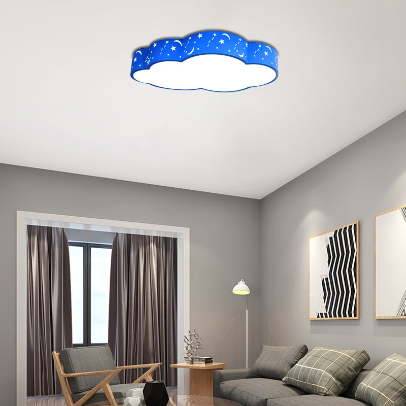 Hollow Cloud Kid Bedroom Ceiling Lamp Metal Acrylic Cartoon LED Ceiling Mount Light Clearhalo 'Ceiling Lights' 'Close To Ceiling Lights' 'Close to ceiling' 'Flush mount' Lighting' 190345