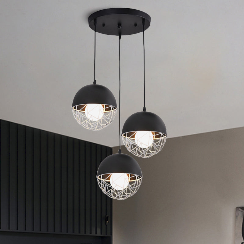 Milk Glass Sphere Cluster Pendant Modern 3 Lights White/Black Hanging Light with Round/Linear Canopy Clearhalo 'Ceiling Lights' 'Close To Ceiling Lights' 'Glass shade' 'Glass' 'Modern Pendants' 'Modern' 'Pendant Lights' 'Pendants' Lighting' 1903478