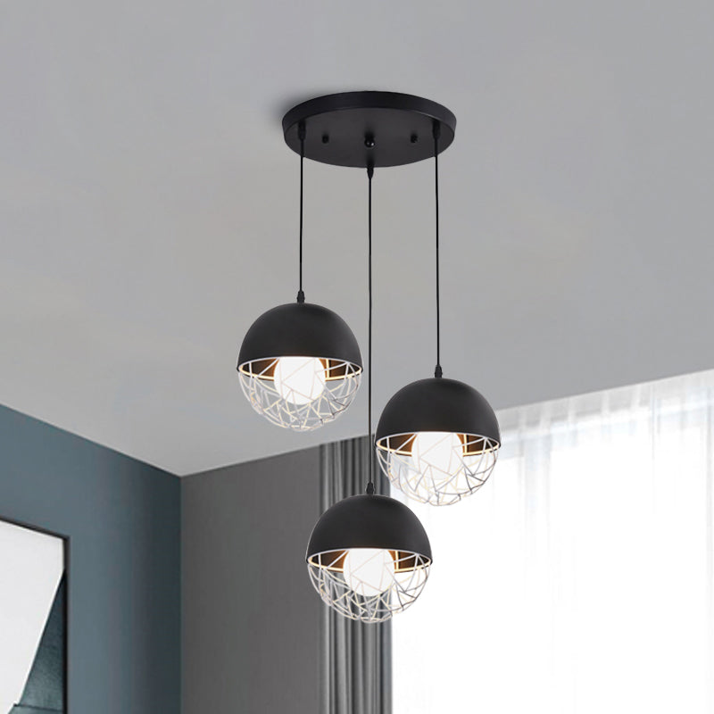 Milk Glass Sphere Cluster Pendant Modern 3 Lights White/Black Hanging Light with Round/Linear Canopy Clearhalo 'Ceiling Lights' 'Close To Ceiling Lights' 'Glass shade' 'Glass' 'Modern Pendants' 'Modern' 'Pendant Lights' 'Pendants' Lighting' 1903479