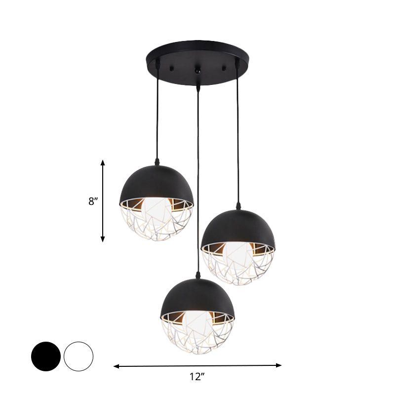 Milk Glass Sphere Cluster Pendant Modern 3 Lights White/Black Hanging Light with Round/Linear Canopy Clearhalo 'Ceiling Lights' 'Close To Ceiling Lights' 'Glass shade' 'Glass' 'Modern Pendants' 'Modern' 'Pendant Lights' 'Pendants' Lighting' 1903481