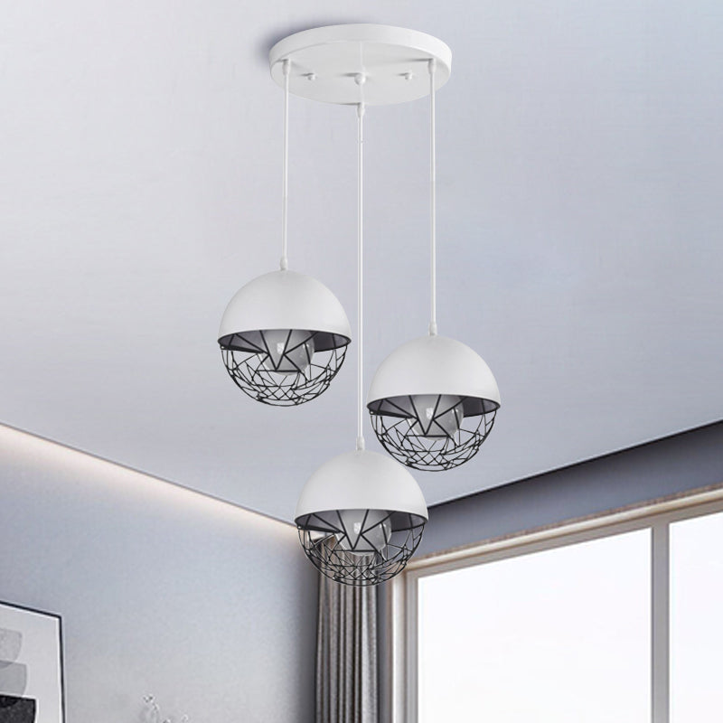 Milk Glass Sphere Cluster Pendant Modern 3 Lights White/Black Hanging Light with Round/Linear Canopy 3 White Round Clearhalo 'Ceiling Lights' 'Close To Ceiling Lights' 'Glass shade' 'Glass' 'Modern Pendants' 'Modern' 'Pendant Lights' 'Pendants' Lighting' 1903482