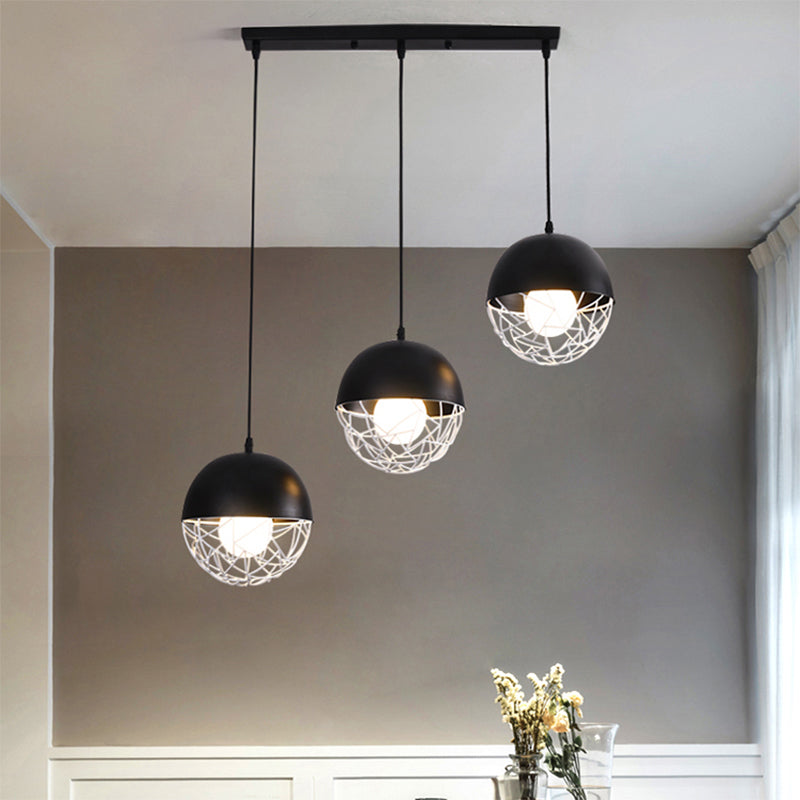 Milk Glass Sphere Cluster Pendant Modern 3 Lights White/Black Hanging Light with Round/Linear Canopy Clearhalo 'Ceiling Lights' 'Close To Ceiling Lights' 'Glass shade' 'Glass' 'Modern Pendants' 'Modern' 'Pendant Lights' 'Pendants' Lighting' 1903488