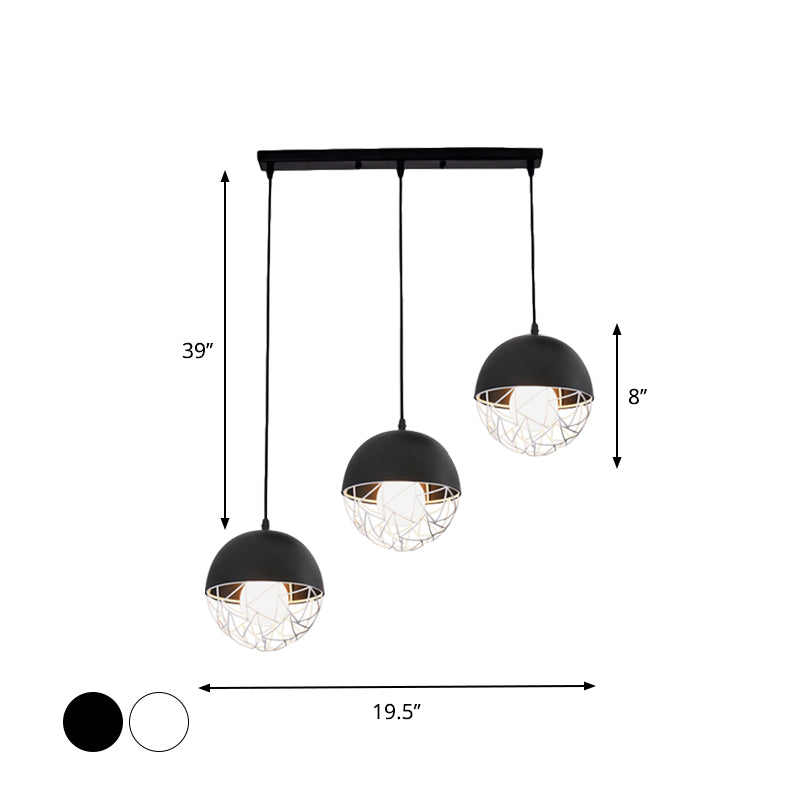 Milk Glass Sphere Cluster Pendant Modern 3 Lights White/Black Hanging Light with Round/Linear Canopy Clearhalo 'Ceiling Lights' 'Close To Ceiling Lights' 'Glass shade' 'Glass' 'Modern Pendants' 'Modern' 'Pendant Lights' 'Pendants' Lighting' 1903490