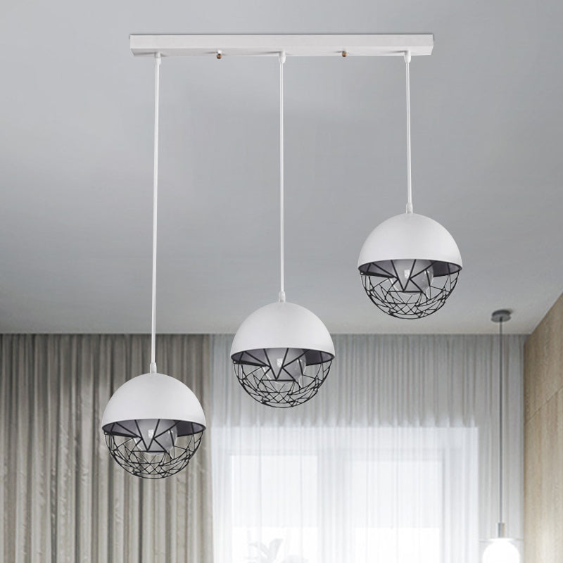 Milk Glass Sphere Cluster Pendant Modern 3 Lights White/Black Hanging Light with Round/Linear Canopy 3 White Linear Clearhalo 'Ceiling Lights' 'Close To Ceiling Lights' 'Glass shade' 'Glass' 'Modern Pendants' 'Modern' 'Pendant Lights' 'Pendants' Lighting' 1903491